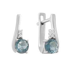 Серебряные серьги с топазом Лондон Блю 0.843ct