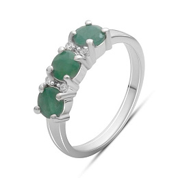 Silver ring with emerald 1.631ct