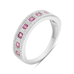 Серебряное кольцо с рубином 1.458ct, фианитами