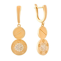 Золоті сережки з фіанітами 0.38ct