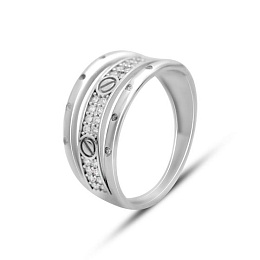 Золота каблучка з фіанітами 0.42ct