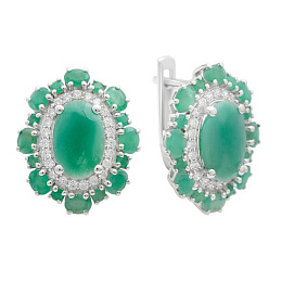 Серебряные серьги с изумрудом 11.133ct