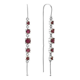 Серебряные серьги с рубином 3.58ct