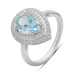 Silver ring with a 2.807-carat topaz and cubic zirconia