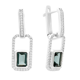 Серебряные серьги с топазом Лондон Блю 2.516ct, фианитами
