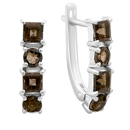 Серебряные серьги с раухтопазом (дымчатым кварцем) 2.26ct