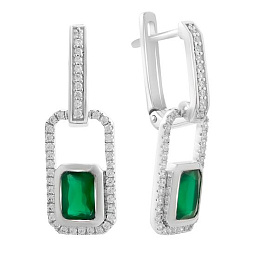 Срібні сережки з агатом 2.713ct, фіанітами