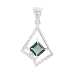 Срібна підвіска з топазом Лондон Блю 1.339ct, фіанітами